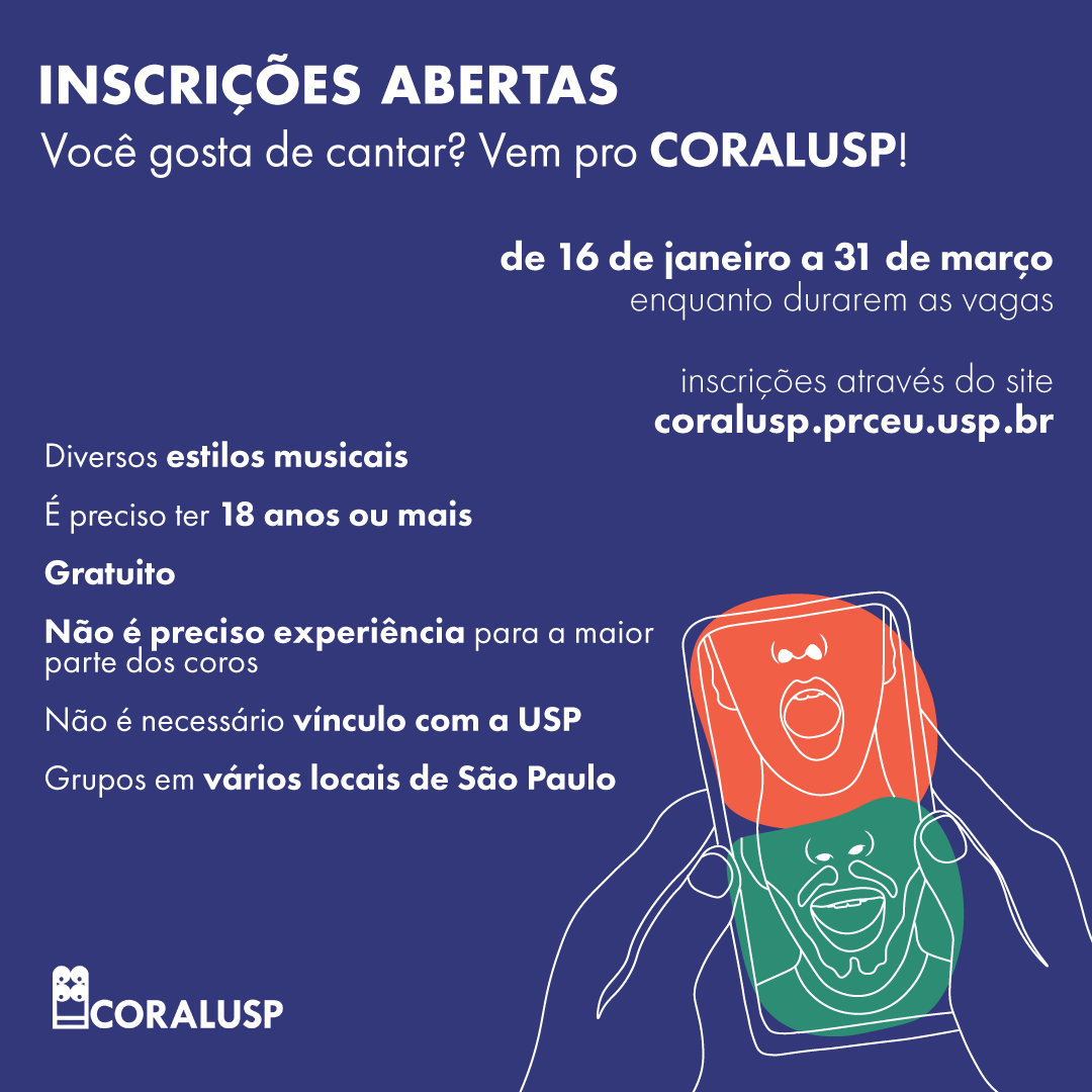 Inscrições abertas para integrar o CoralUSP no 1º semestre de 2023