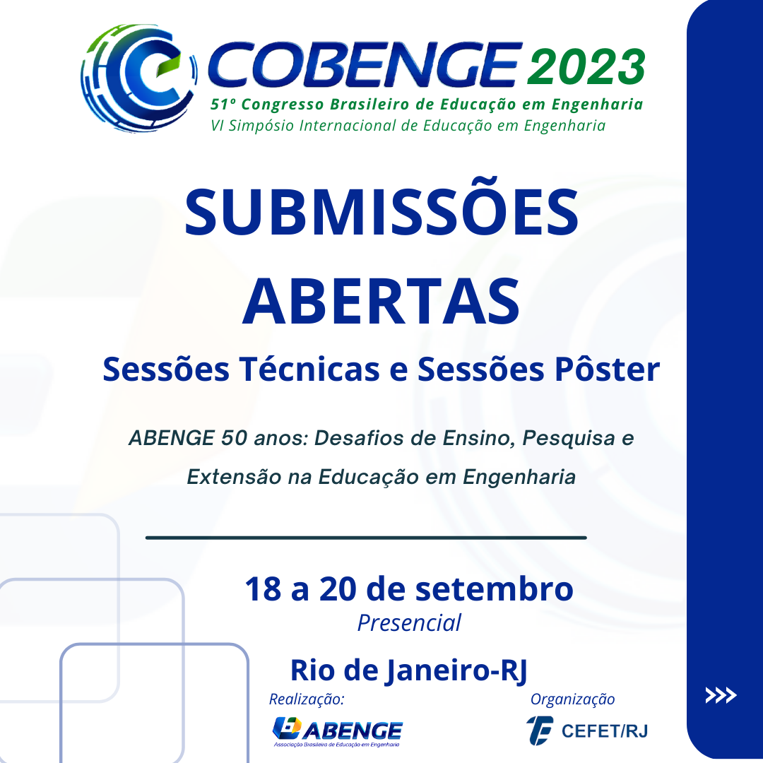 Submissões abertas para o Congresso Brasileiro de Educação em Engenharia 2023